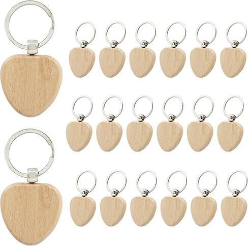 Hitefu 20 Pcs Wood Engraving Blanks, Heart Shape Blank Wooden Keychain Blanks, Unfinished Wood Engraving Key Tags for for DIY Gift Craft Accessories in Saudi Arabia