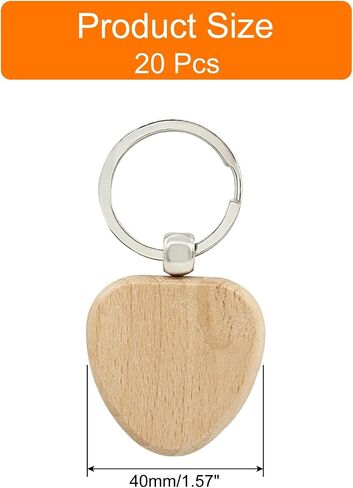 Hitefu 20 Pcs Wood Engraving Blanks, Heart Shape Blank Wooden Keychain Blanks, Unfinished Wood Engraving Key Tags for for DIY Gift Craft Accessories in Saudi Arabia