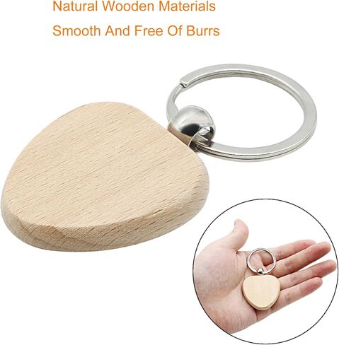 Hitefu 20 Pcs Wood Engraving Blanks, Heart Shape Blank Wooden Keychain Blanks, Unfinished Wood Engraving Key Tags for for DIY Gift Craft Accessories in Saudi Arabia