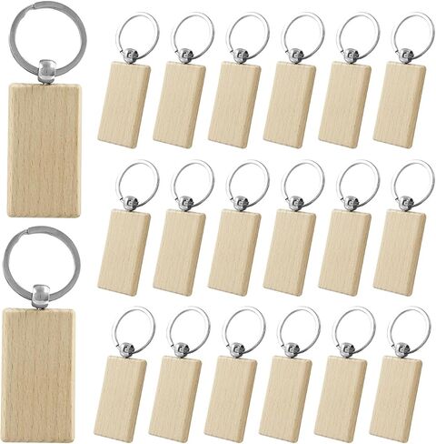 Hitefu 20 Pcs Wood Engraving Blanks, Heart Shape Blank Wooden Keychain Blanks, Unfinished Wood Engraving Key Tags for for DIY Gift Craft Accessories in Saudi Arabia