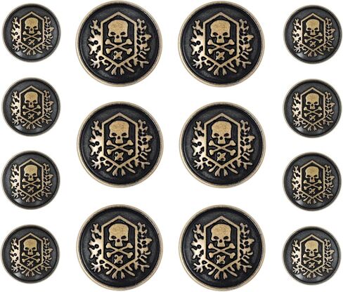 Bezelry 12 Pieces Skull Emblem Metal Shank Buttons 23mm (7/8 inch) (Antique Brass, 23mm) in Saudi Arabia