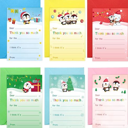 ceiba tree Christmas Fill in the Blank Thank You Cards Kids Xmas Winter Holiday Blank Cards Children Write in Thank You Note with Envelopes 24Pcs in Saudi Arabia