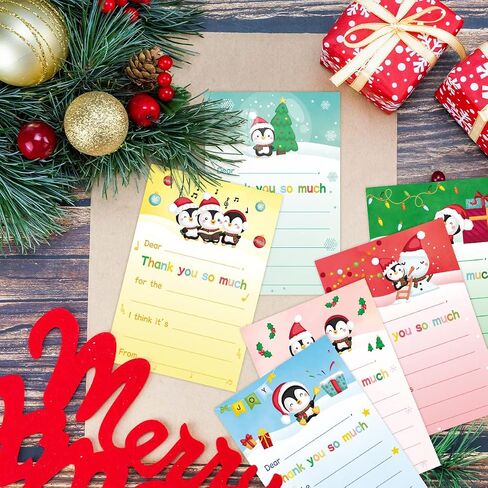 ceiba tree Christmas Fill in the Blank Thank You Cards Kids Xmas Winter Holiday Blank Cards Children Write in Thank You Note with Envelopes 24Pcs in Saudi Arabia