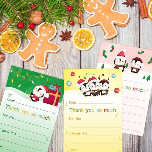 ceiba tree Christmas Fill in the Blank Thank You Cards Kids Xmas Winter Holiday Blank Cards Children Write in Thank You Note with Envelopes 24Pcs in Saudi Arabia
