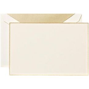 Crane & Co. Gold Hand Bordered Ecruwhite Correspondence Card (CC3303)
