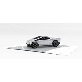 Cybertruck - Pop Up 3D Greeting Card for Tesla New Owners, Fans - Love, Birthday, Christmas, Congratulations, Surprise - Blank Insert Personalized Message - 5x7 Inches