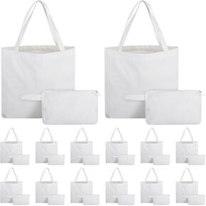 32 قطعة من حقائب اليد من Homaisson بسحاب، حقائب مكياج من القماش القطني بمقاسين، حقائب بقالة قابلة لإعادة الاستخدام للمطبخ، حقائب قماش فارغة بمقابض in Kuwait