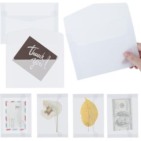 50 Pieces Glassine Envelopes, 7 x 4.9 Big Clear Envelopes for Collecting Lottery Ticket Stamp Card Coin Seed Photos Postcards, Vellum Envelopes DIY Crafts