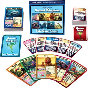 THINK2MASTER Animal Kingdom Info Quest Educational Card Game - Perfect for Boys, Girls, Kids, Classroom, Friends and Families to Have Fun While Learning. Educational Toy. Age 6+, 2-12 Players.
