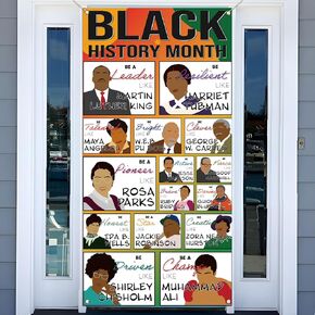 Black History Month Door Cover Afro African American Heritage Celebration Decorations February Festival School Classroom Office Door Decor