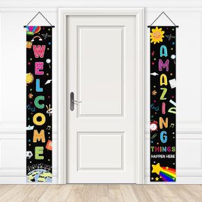 Back To School Porch Sign Banner Decorations The Future Of The World Is In This Room Today Banner Back to School Porch Door Banner Home School Classroom Indoor Outdoor Decor 70.8x11.8inch