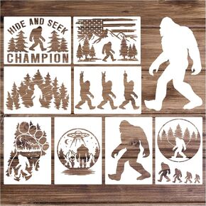 Pkqon Large Stencils for Painting on Wood Forest Mountains Pine Tree Pattern Plastic Templates Reusable Drawing Templates for Crafts Wall Canvas Art Project white