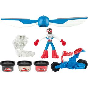 Play-Doh Marvel Captain America Moto-Slicer Playset with Bendy Action Figure, 3 Accessories, Imagination Toys for Kids 4 Years & Up