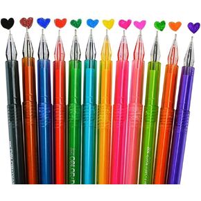 Color Gel Pens Set with Diamond Head,Colored Fine Point Ballpoint Ink Pens Markers For Adults Coloring Books (Pack of 12 Colors)