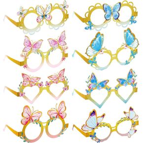 24 Pieces Butterfly Paper Eyeglasses Colorful Paper Party Eyeglasses Butterfly Party Decorations Birthday Party Supplies for Girls Boys Butterfly Props Paper Eyeglasses for Kids Adults Party Favors