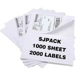 1000 Half Sheet Self Adhesive Shipping Labels, 8.5" x 5.5" Address Labels for Laser & Inkjet Printers(1000 labels-500 Sheet)