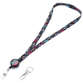 Artistic Breakaway Neck Lanyard for ID Badge, Badge Holder with Retractable Badge Reel Removable Buckle for Women