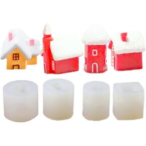 4 Pack Small House Silicone Mold, Igloo Candle Mold, Soap Soy Wax DIY Handcraft Accessory, Epoxy Resin Mold for Party Home Wedding Christmas Decoration