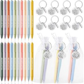 Kosiz 90 Pcs Christmas Thank You Gift Appreciation Inspiration Gift Bulk Include 30 Keychains 30 You Are Awesome Inspirational Pens 30 Organza Bags Gift for Team Staff Coworker(Morandi Colors,Classic)