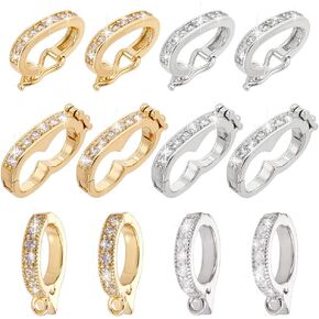 PH PandaHall 12pcs 3 Styles Enhancer Clasps, Necklace Shortener Clasp Jewelry Clasps Cubic Zirconia Connector Bracelet Clasp Pearl Enhancer Push Clasp for DIY Jewelry Crafts Making, Golden/Platinum