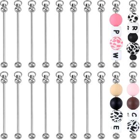 16Pcs Beadable Keychain Bars Blanks,Metal Keychain Bars Bulk Bead Keychain Blanks Bars for Beads Bar Links Detachable Beadable Keychains for Jewelry Making DIY Beading Key Chains Making Supplies