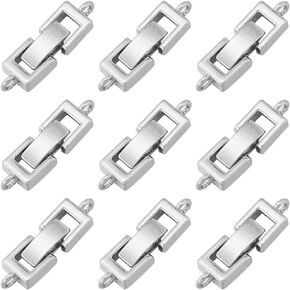 SUNNYCLUE 1 Box 10PCS Silver Fold Over Clasp Bracelet Extender Clasp Metal Alloy Necklace Extension Clasps Fastener Foldover Clasps for Jewelry Making Bracelets Necklaces Women Adults DIY Crafts