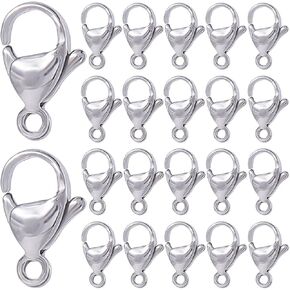 1 Box 200Pcs Silver Lobster Clasps Jewelry Claw Clasp 304 Stainless Steel Small Trigger Fastener Hook Clasps Necklace Bracelet Lobster Claw Connectors for Jewelry Making Supplies DIY Crafts