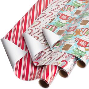 Papyrus Christmas Wrapping Paper Rolls, Lettering and Lights (3 Rolls, 22.5 sq. ft.)