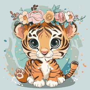 Tiger Flower Paint by Numbers Kit for Adults Beginner,DIY Easy Adult Paint by Numbers Tiger Flower,Paint by Number Without Frame Home Wall Decor 16 x 16 in
