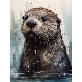 Generic Diamond Art Painting Full Round Drill Embroidery Kit Watercolor Sea Otter Mosaic Cross Stitch Diamond Dots Kit Paint of Rhinestones for Gift & Wall Decor 12x16Inch(29-226), pink,blue