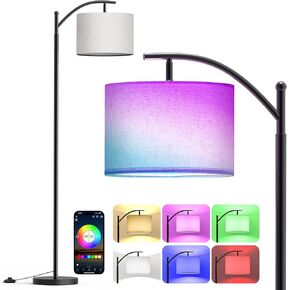Floor Lamp for Living Room,Smart APP Remote Control Standing Floor lamp with RGB Bulb, Tall Lamp with Hanging Lampshade, Dimmable Floor Lamp, Modern Floor Lamps for Living Room, Bedroom, Office