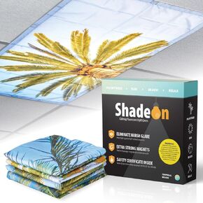 ShadeOn 24" x 48" Magnetic Fluorescent Light Covers (4-Pack) Decorative Classroom Light Filters for 2 x 4 Feet Drop Ceiling Lights | Office Classroom Decor - Tranquil Blue