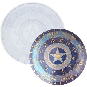 WANDIC Divination Mat Tray Silicone Mold, 1 Piece Large Astrology Compass Resin Mould Tarot Card Zodiac Constellation Compass Epoxy Mold for Casting Tarot Divination Board