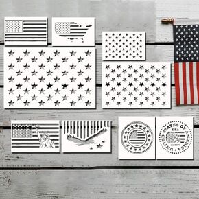 American Flag Stencil Templates & Star & Map Stencil for Painting on Wood, Fabric, Glass & Wall