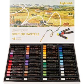LIGHTWISH Professional Oil Pastels, 48 Vibrant Colors Plus 4 White, Set of 52, Creamy and Pigmented Artist Soft Oil Pastels for Blending, Layering & Shading