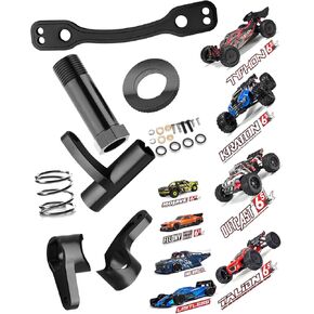 Steering Bell Crank Set Upgrade Parts for 1/8 Arrma Typhon 6S BLX Kraton Mojave Outcast Felony Infraction Notorious 6S BLX,Aluminium Steering Rack Bell Servo Saver Hub Spring Hop-up (Red)