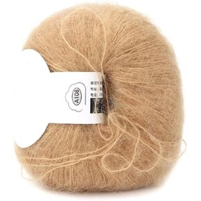 Wool Yarn, Soft Mohair Knitting Warm Angola Mohair Long Wool Yarn for DIY Crocheting Shawl Scarf Socks Hats Sweater Arm Knitting Thick Refined Home Decor (Khaki)