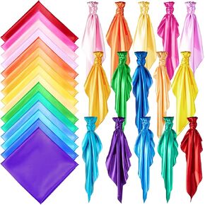Geyoga 15 Pcs Satin Play Scarves 35'' Square Colorful Dance Scarves for Juggling for Toddlers Creative Pretend Magician Tricks Performance Props Accessories, 15 Colors