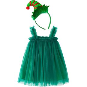 Toddler Girls Christmas Costume Sleeveless 2 Pieces Tutu Dress Size 6M-5T