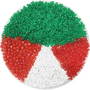 Christmas Crafts Beaded 1404 PCS, Christmas Crafts for Kids Making Wreath Candy Cane, 0.38inch Plastic Tri and round Beads with Wire Holiday Crafts for Kids Adults Xmas Tree Decorations Party Supplies