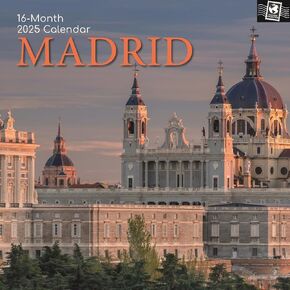 The Gifted Stationary 2025 Square Wall Calendar, Madrid 16-Month Passport Collection Theme Hanging Calendar with 180 Reminder Stickers, Month Planner for Home, Office, or Creative Spaces(12x12 In)