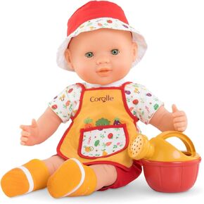 Corolle Charly The Vegetable Party Set - 14" Baby Doll with Watering Can, Gardening Smock and Boots, for Ages 2 Years and up