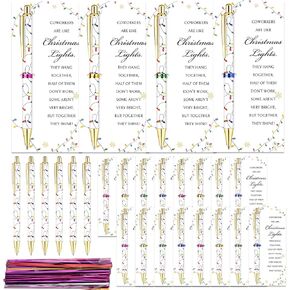 20 Sets Coworker Christmas Gifts Bulk Ballpoint Pens Coworkers Are Like Christmas Lights Greeting Cards Office Appreciation Gifts for Coworkers Staff Employee