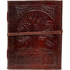 IHA Leather Journal, Antique/Medieval Leather Journal Diary, Embossed Large Tree Notebook, for Writing Leather Diary, Handmade Leather Journal (5 X 7 Inch) (7" x 10")