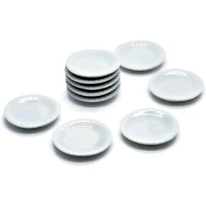 10 White Gray Cearmic Plate Dish Bowl Size 2.7cm Dollhouse Miniatures Food Kitchen Docoration