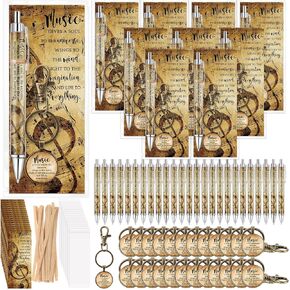 Spakon 25 Sets Music Themed Gifts Inspirational Music Pens Music Keychains and Bookmarks Choir Gift Music Gift Bulk for Music Lover Student Teacher Musician Studio Club Christmas Classroom Awards