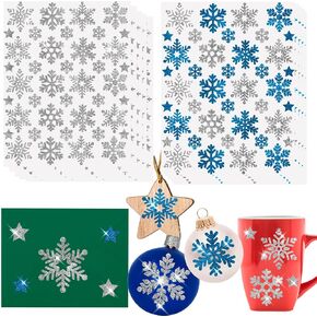 Snowflake Stickers Large Real Glitter White Christmas Stickers for Envelopes Snowflake Stickers for Crafts Christmas Card Stickers for Envelopes White Snowflakes Stickers Happy Holiday Stickers