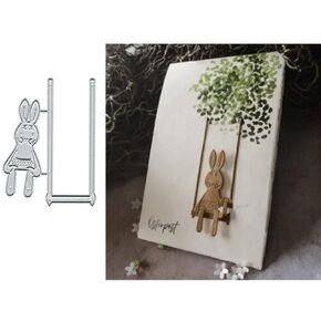 Swing Bunny Rabbit Metal Die Cuts,Flower Leaf Rabbit Card Cutting Dies Cut Stencils for DIY Scrapbooking Album Decorative Embossing Paper Dies Card Making