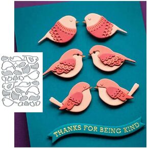 DDeehs Christmas Birds Metal Die Cuts,Merry Christmas Litter Bird Flower Cutting Dies Cut Stencils for DIY Scrapbooking Album Decorative Embossing Paper Dies for Card Making, silver, DDeehs-001
