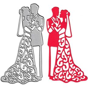 Metal 2pcs Lady Die Cuts, Madam Dress Cutting Die DIY Crafts Template Mould Stencils for DIY Embossing Card Making Album Decorative Paper Scrapbooking